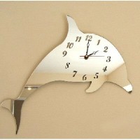 Dolphin-shaped Mirror Wall Clock