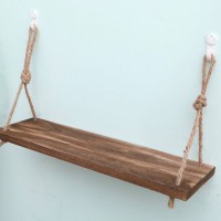 Wall Hanging Shelf  Wood Hanging Shelves for Wall Farmhouse Rope Shelves Rustic Wood Shelves Hanging Wall Shelf Triangle